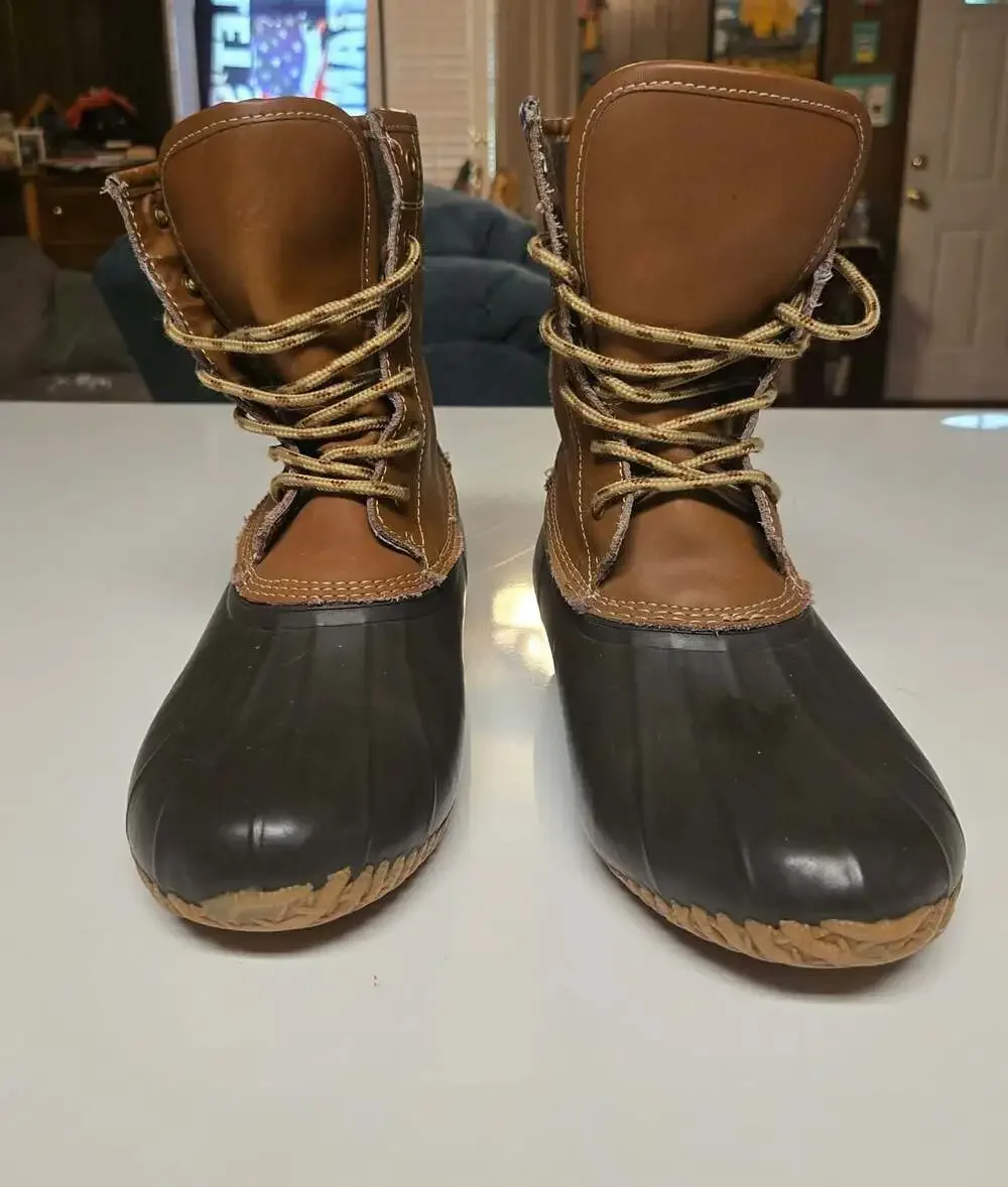 Khombu Letty Women's Waterproof Brown Leather and Rubber Duck Boots